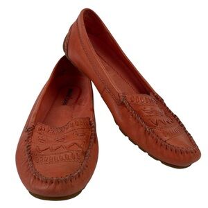 Minnetonka Coral Leather Driving Shoes Flats Loafers Moccasins Size 7.5 N